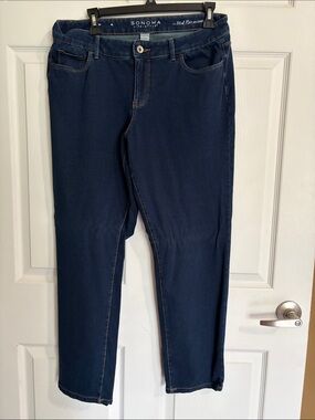 Sonoma Women’s Dark Denim Mid Rise Slim Straight Jeans